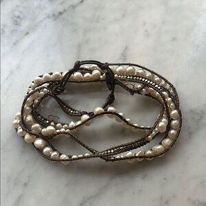 Bindy USA Bracelet - Brown and Faux Pearl